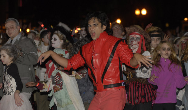 Dancers get their ghoulish groove on during the 2011 Thriller dance in downtown Lexington. (Photo from kentucky.com)